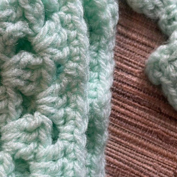 Crochet Baby Layette Jacket/Sweater & Blanket Set Baby Girl/Boy Unisex Green - Picture 5 of 10